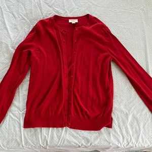 LOFT Red Lightweight Cardigan